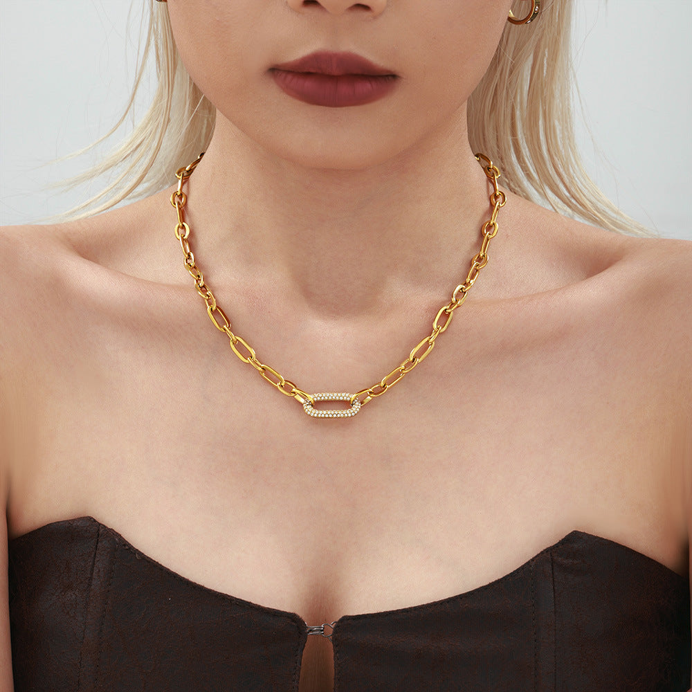 Paved Chunky Chain Link Conjunto de Joias | Ouro