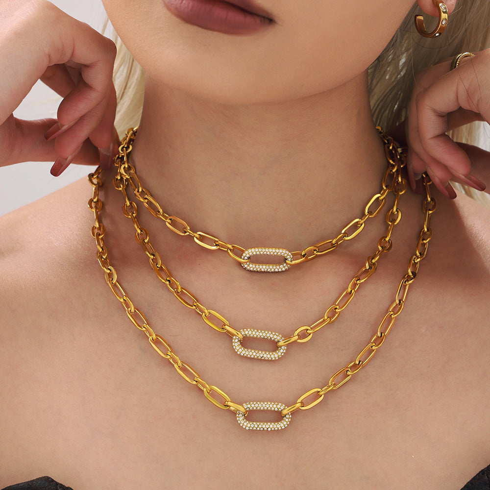 Paved Chunky Chain Link Conjunto de Joias | Ouro
