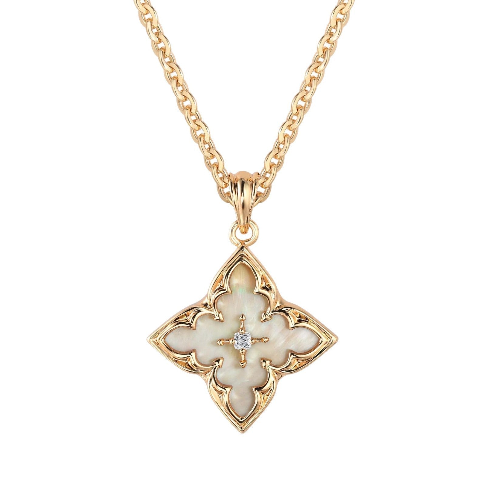 Brown Clover Pendant Colar | Ouro
