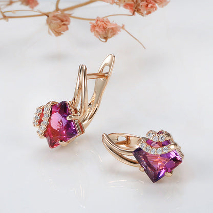 Crimson Square Cristal Brincos | Rosegold