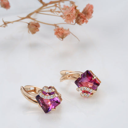Crimson Square Cristal Brincos | Rosegold