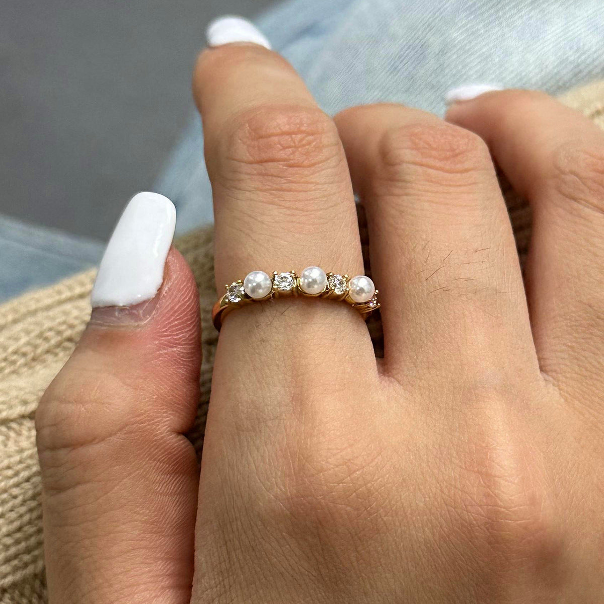 Keisha Diamante Anel de Pérolas