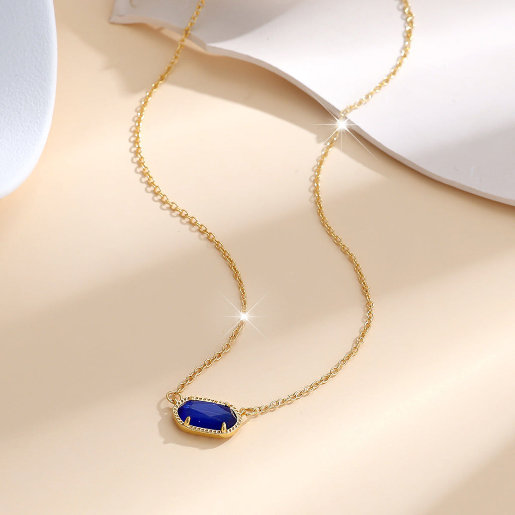 Classic Oval Safira Colar | Ouro