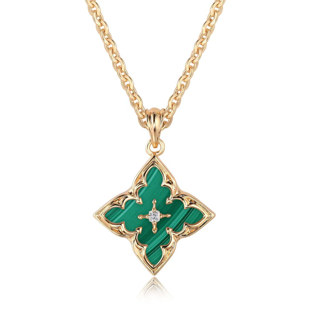 Branco Clover Pendant Colar | Ouro