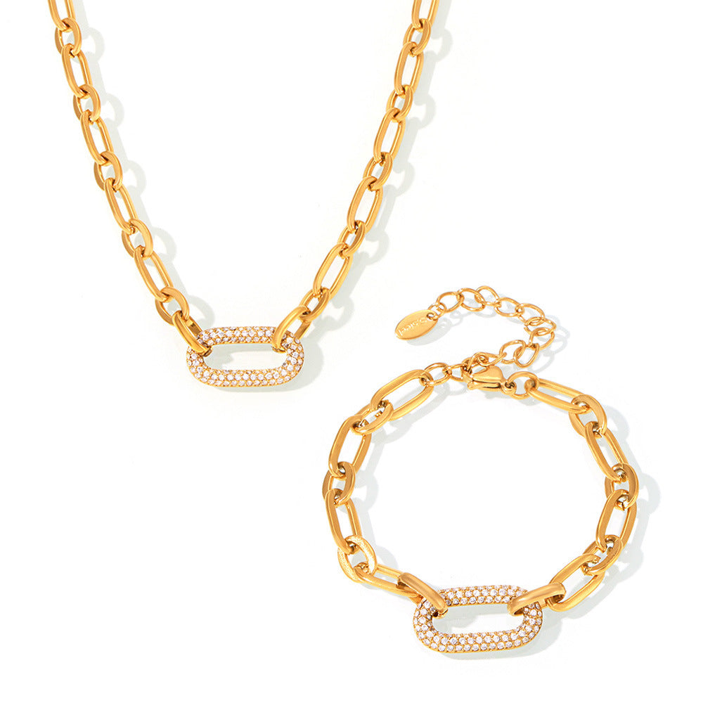 Paved Chunky Chain Link Conjunto de Joias | Ouro