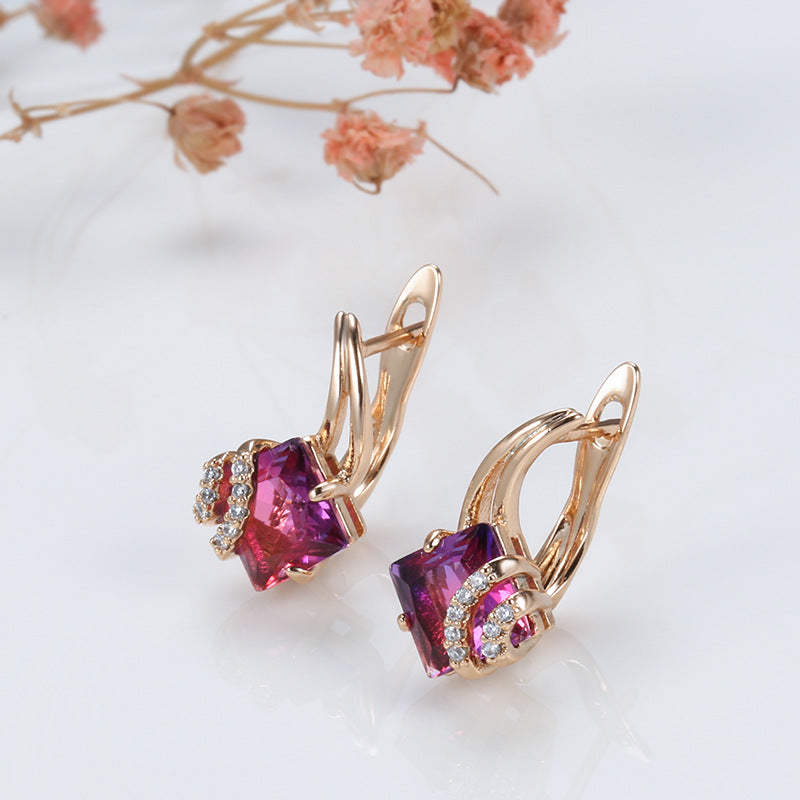 Crimson Square Cristal Brincos | Rosegold