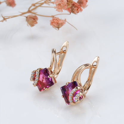 Crimson Square Cristal Brincos | Rosegold