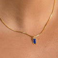 Minimalist Safira Pendant Colar | Branco Ouro