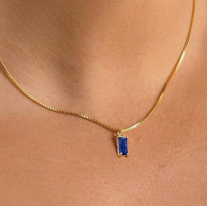 Minimalist Safira Pendant Colar | Branco Ouro