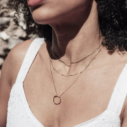 Open Circle Three Row Colar | Ouro
