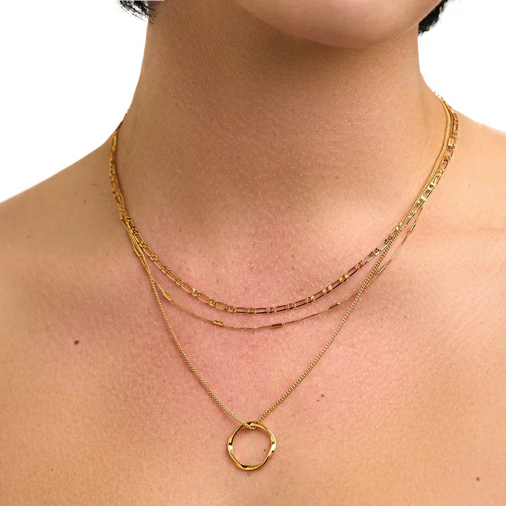 Open Circle Three Row Colar | Ouro