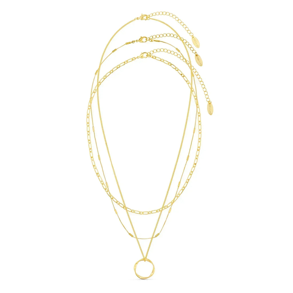 Open Circle Three Row Colar | Ouro