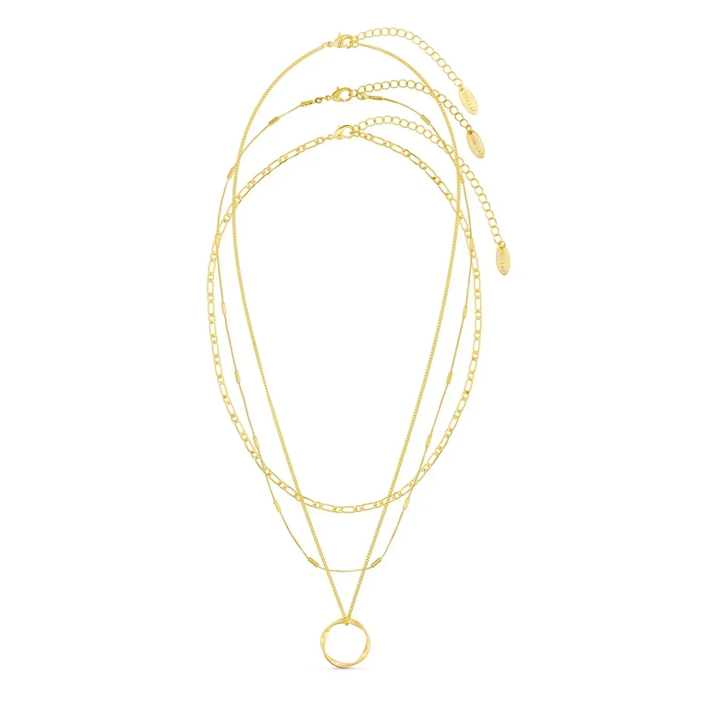 Open Circle Three Row Colar | Ouro