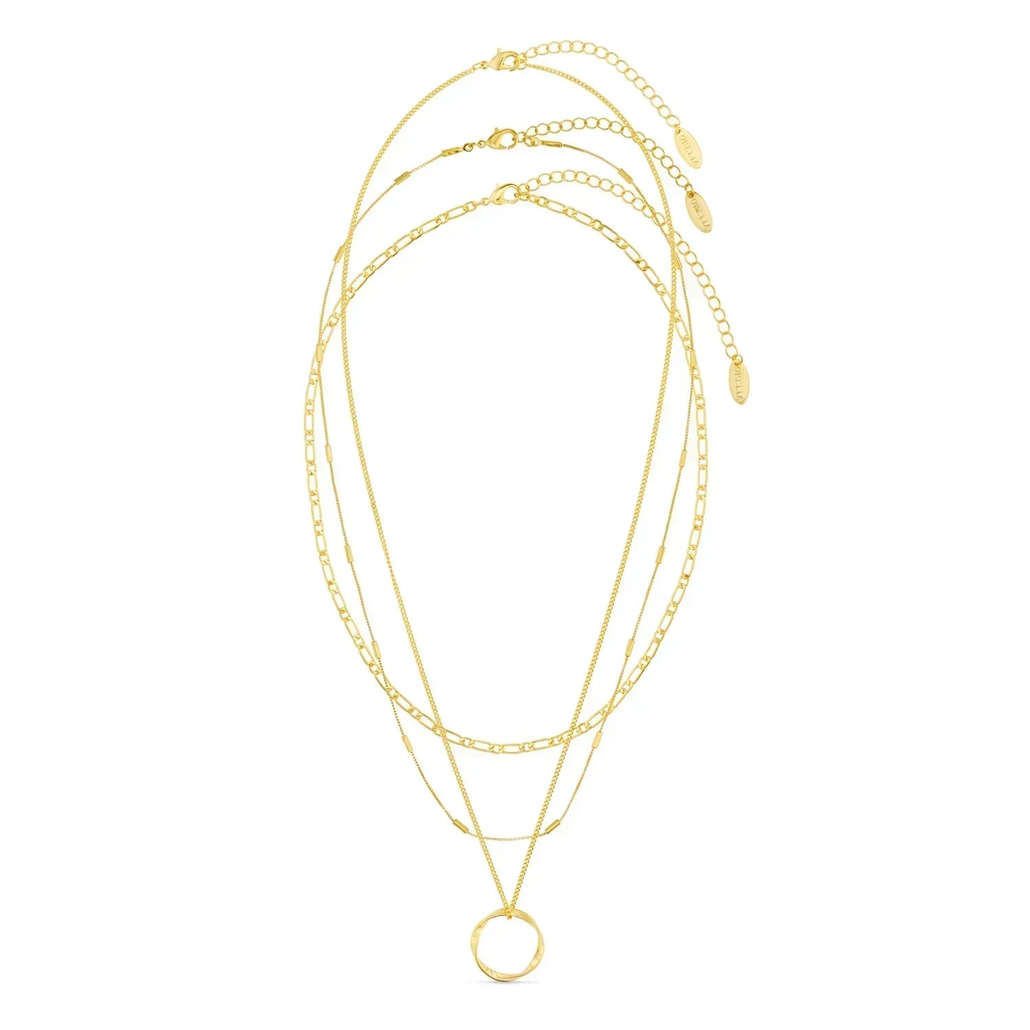 Open Circle Three Row Colar | Ouro