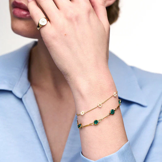 Esmeralda Link Chain Pulseira | Ouro