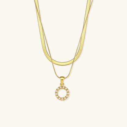 Fiona Layered Ouro Initial Letter Colar