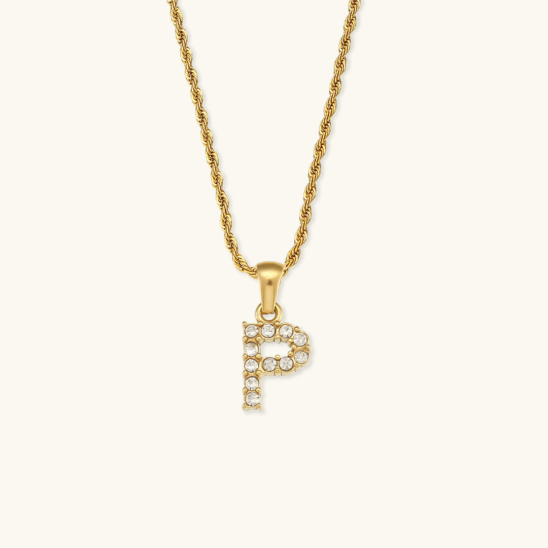 Maeve Letter Initial Diamante Colar