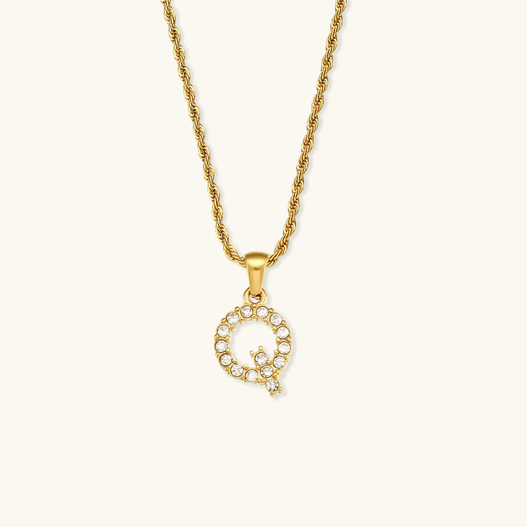 Maeve Letter Initial Diamante Colar
