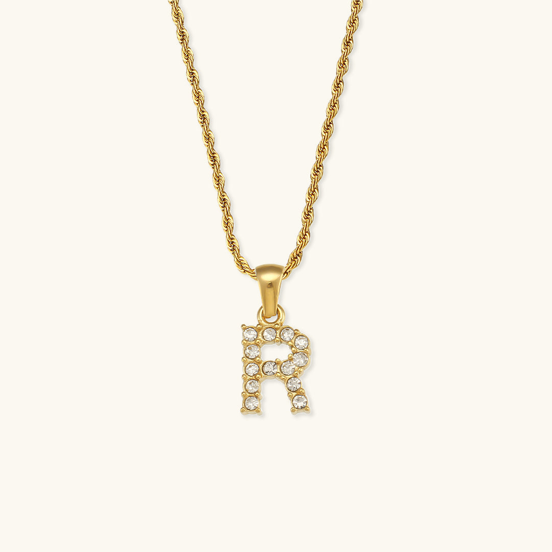 Maeve Letter Initial Diamante Colar