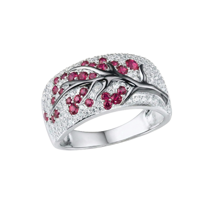 Rubi Blossom Tree Anel | Branco Ouro