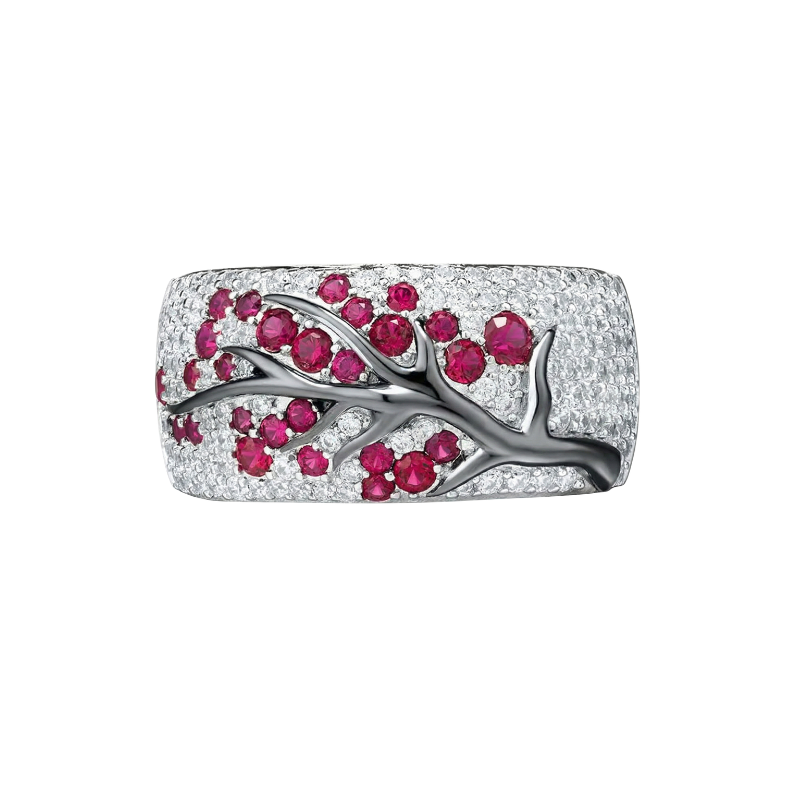 Rubi Blossom Tree Anel | Branco Ouro