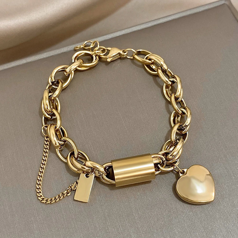 Heartened Chunky Pulseira | Ouro