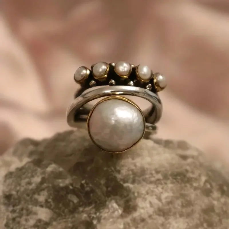 Pérola Stacking Anéis Conjunto