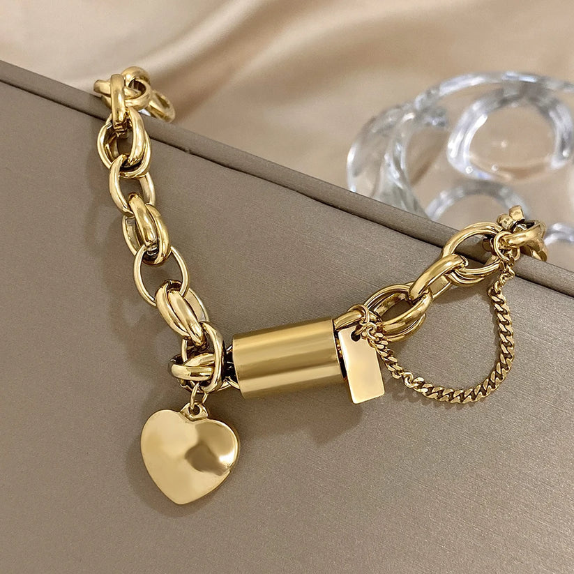 Heartened Chunky Pulseira | Ouro
