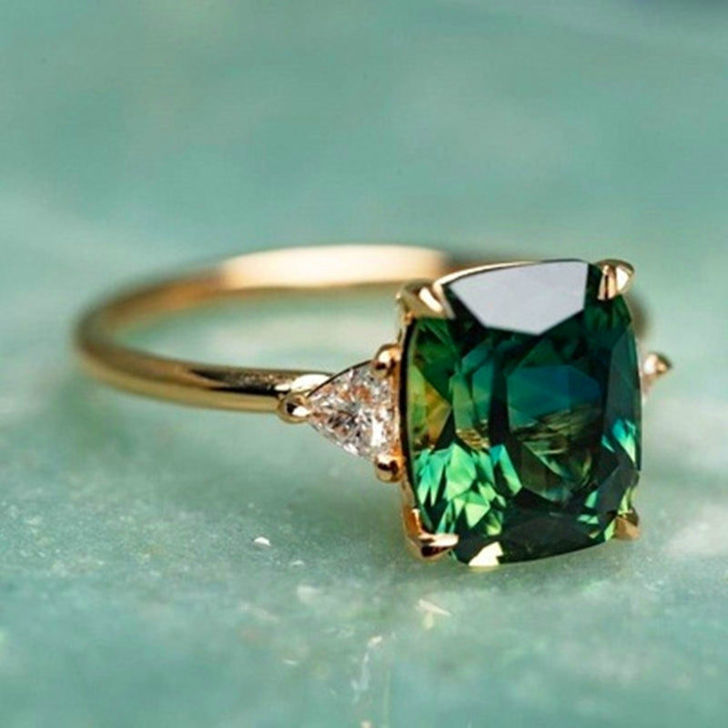 Ouro Cushion Solitaire Anel