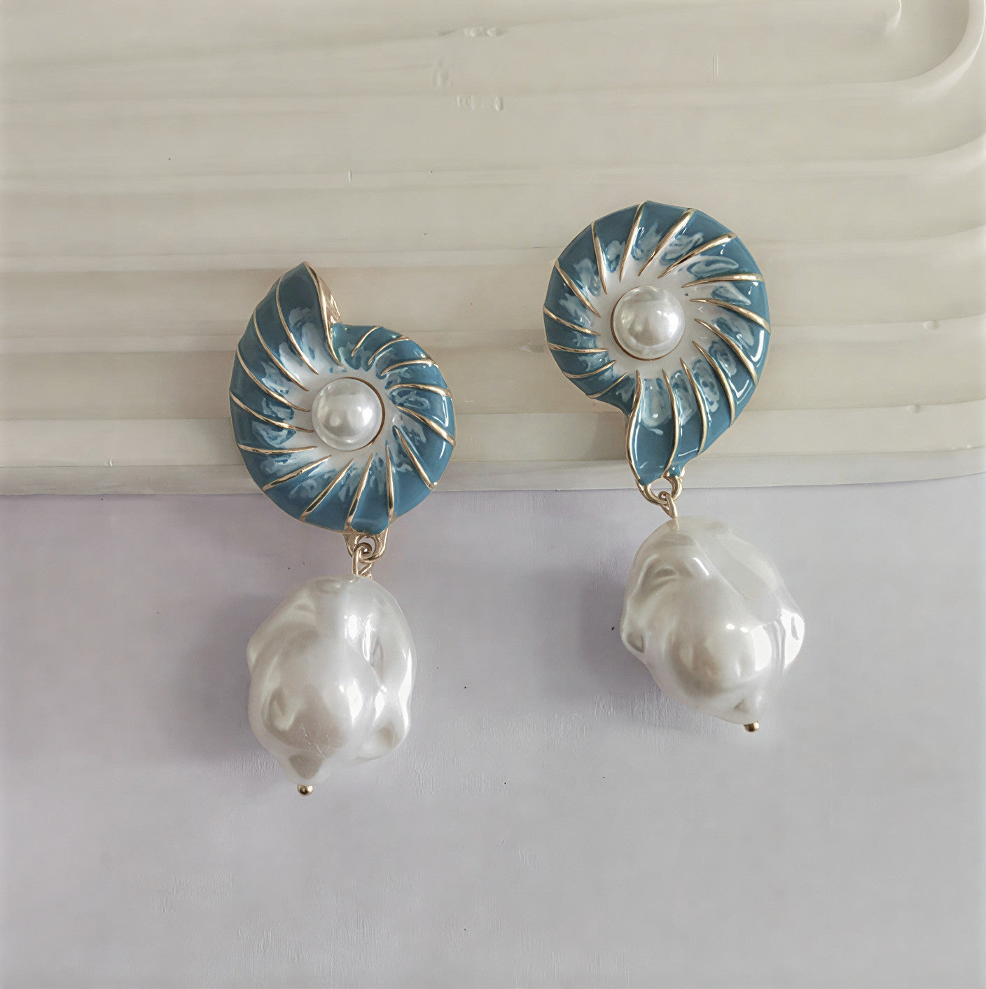 Seashell Brincos de Pérolas