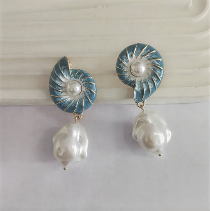 Seashell Brincos de Pérolas
