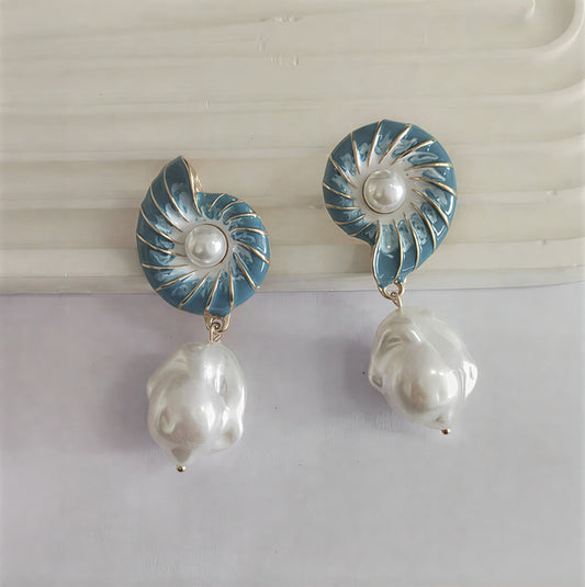 Seashell Brincos de Pérolas