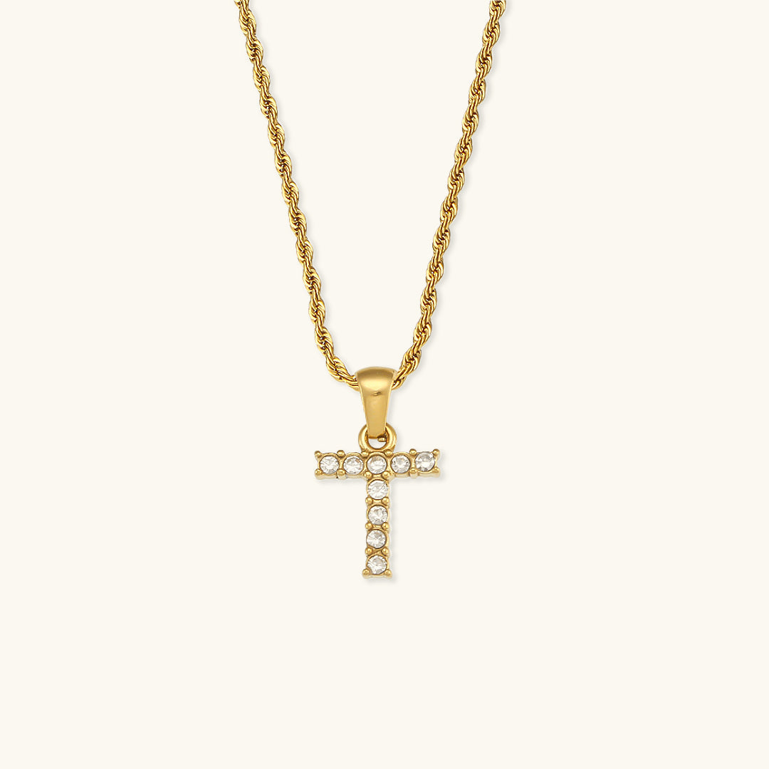 Maeve Letter Initial Diamante Colar