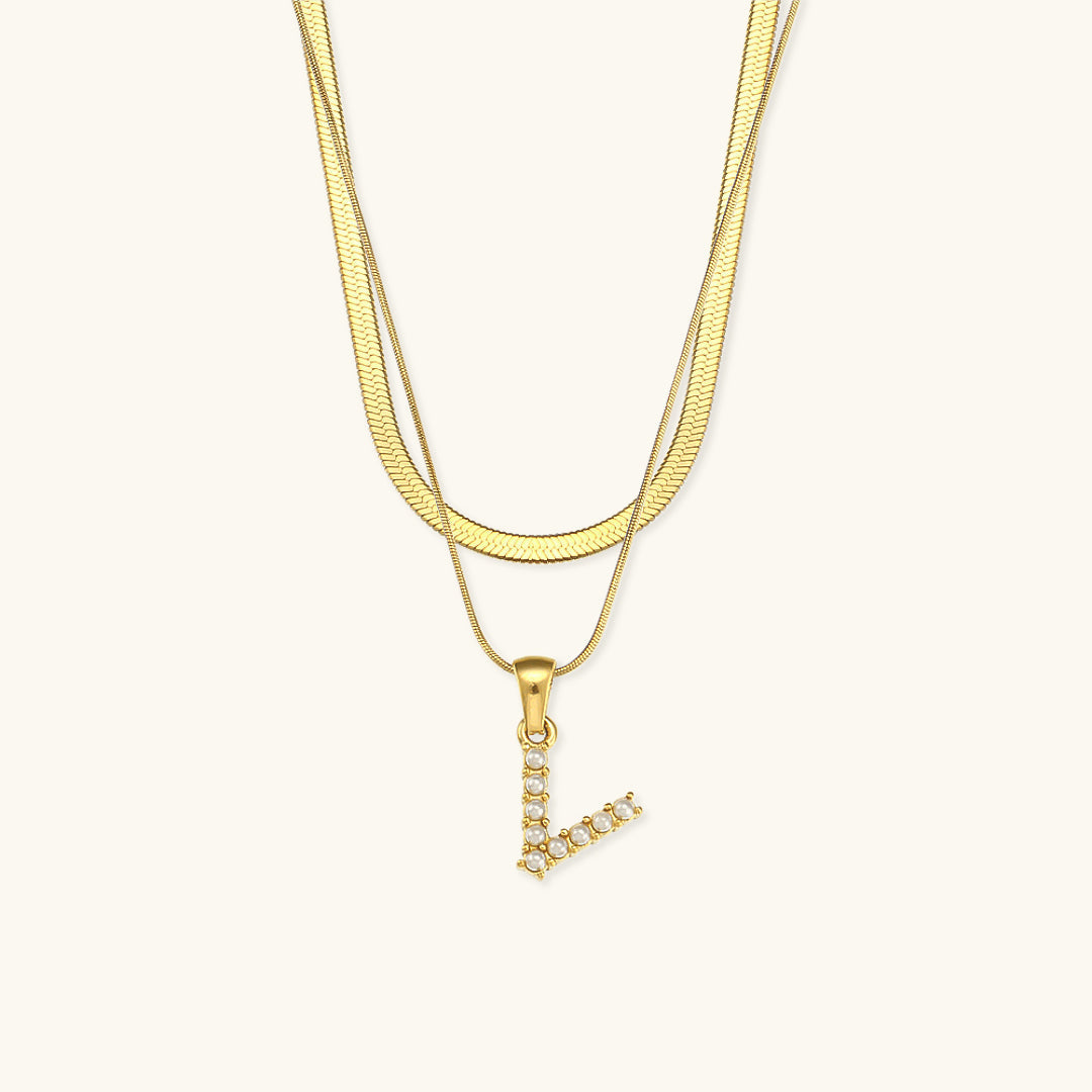 Fiona Layered Ouro Initial Letter Colar