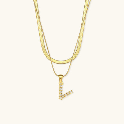 Fiona Layered Ouro Initial Letter Colar