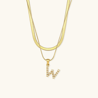 Fiona Layered Ouro Initial Letter Colar
