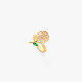Esmeralda Leaf Flower Spinning Anel | Ouro