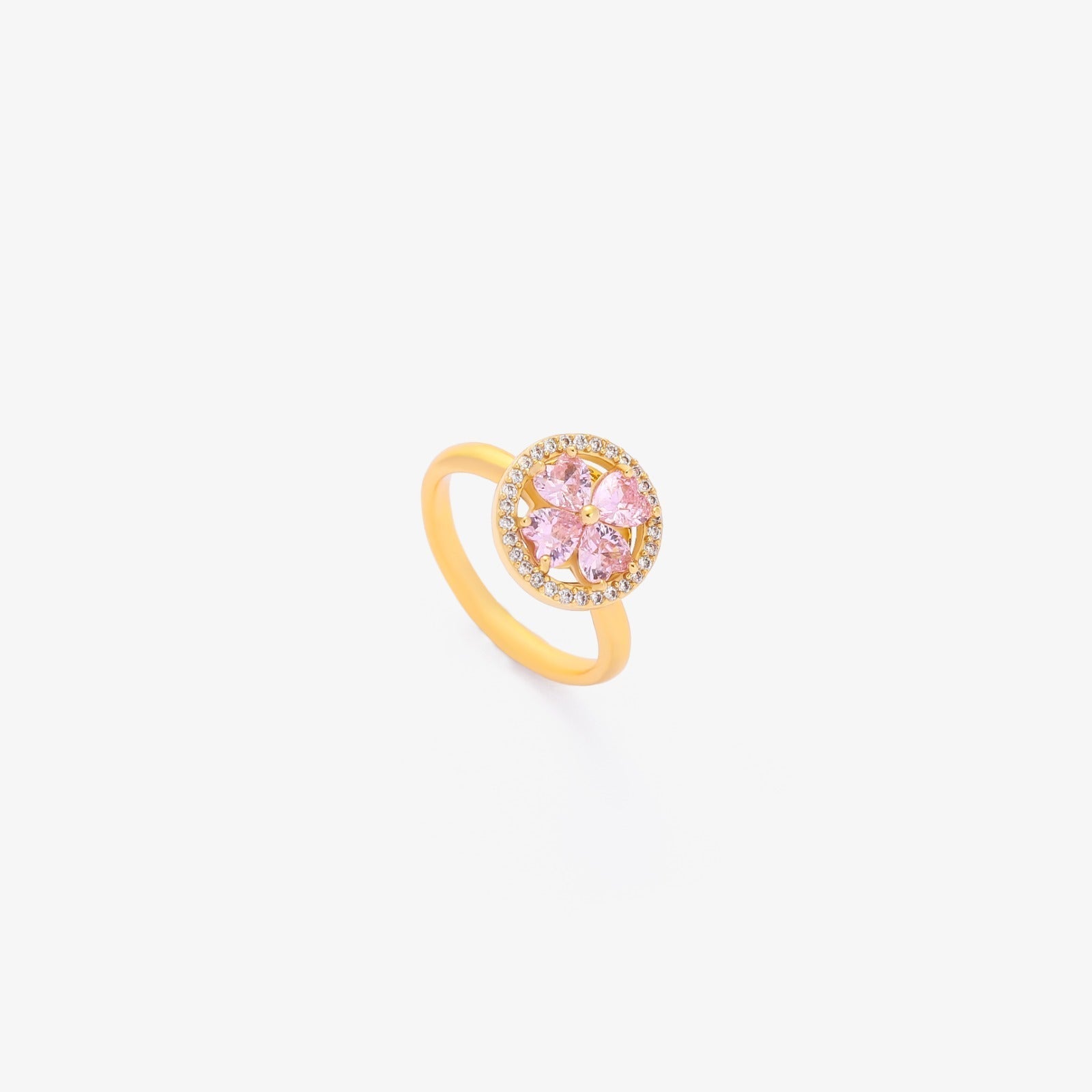 Pink Coração Bloom Spinning Anel | Ouro