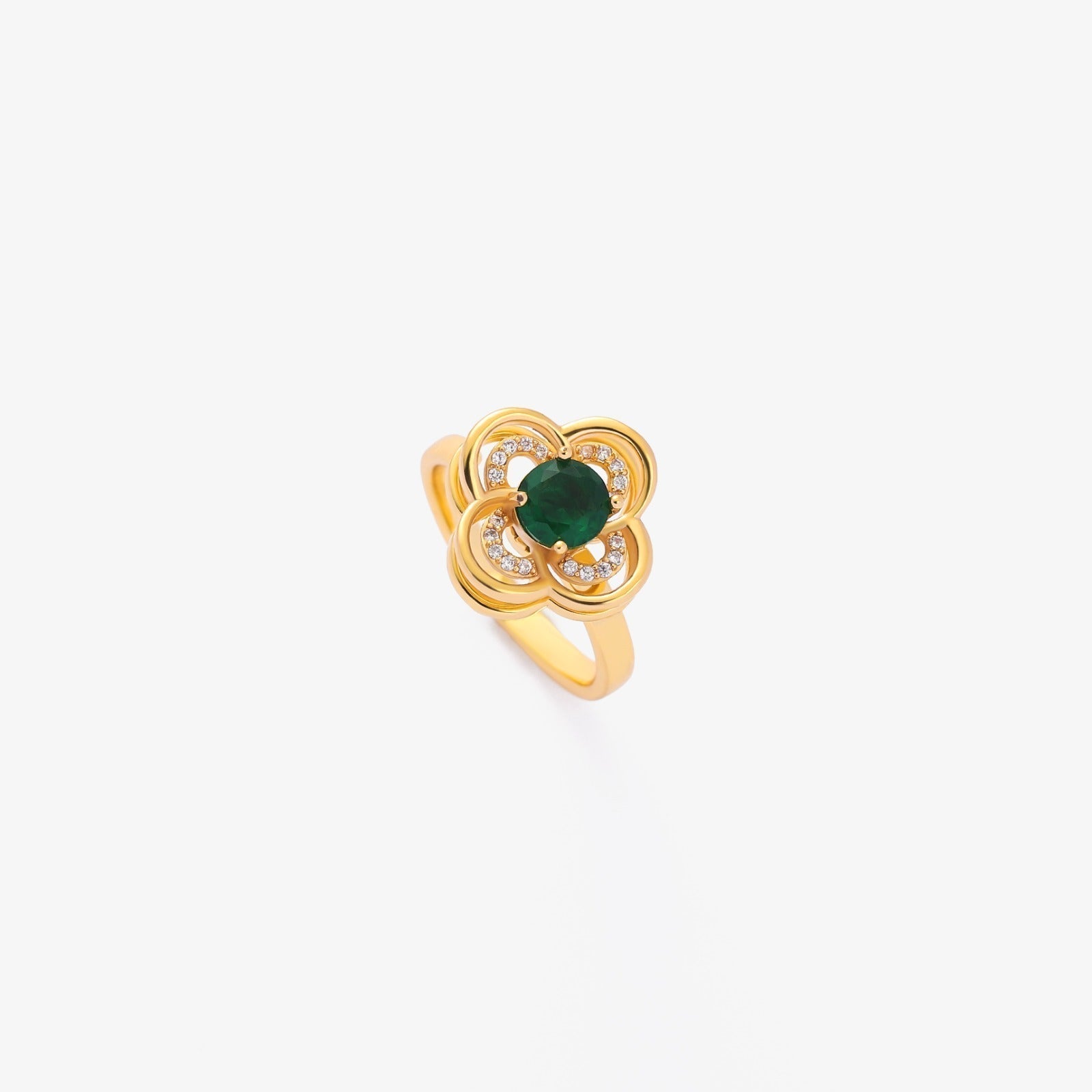 Clover Halo Esmeralda Spinning Anel | Ouro