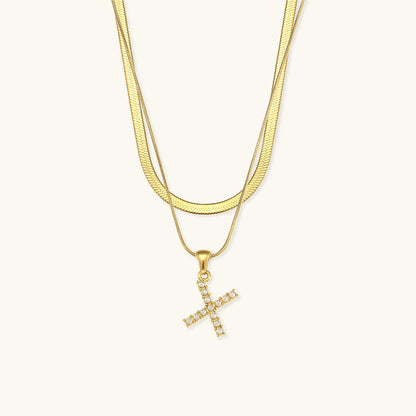Fiona Layered Ouro Initial Letter Colar