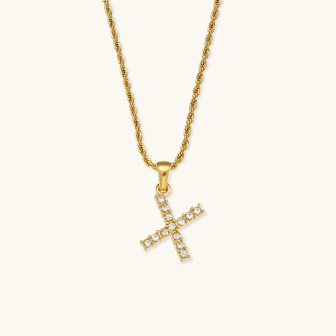 Maeve Letter Initial Diamante Colar
