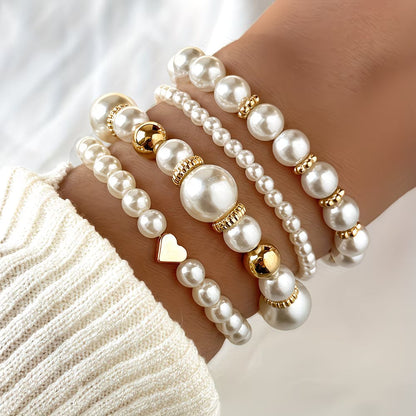 Pérola Stacking Conjunto de Pulseiras of 4