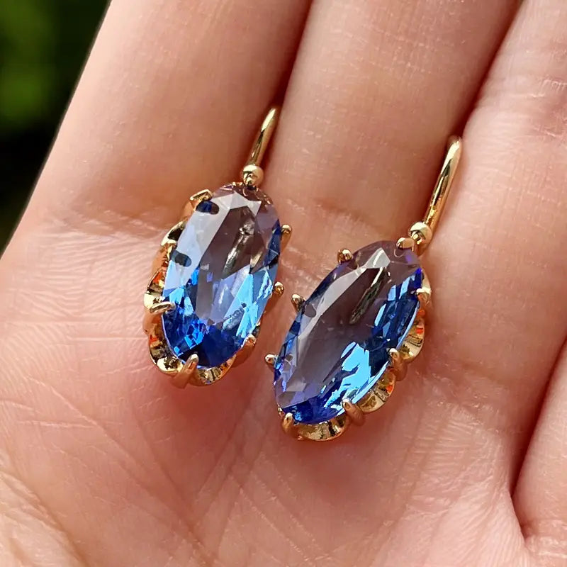 Ouro Safira Brincos Pendentes