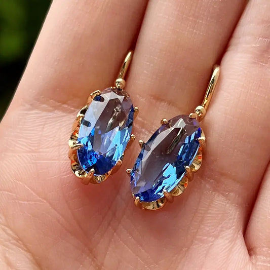 Ouro Safira Brincos Pendentes
