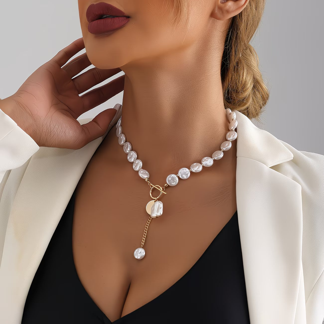 Baroque Pérola Toggle Colar