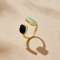 Ouro Dual Pedra Open Anel