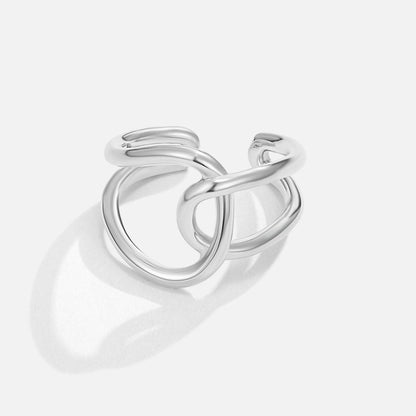 Prata Interlocking Open Anel