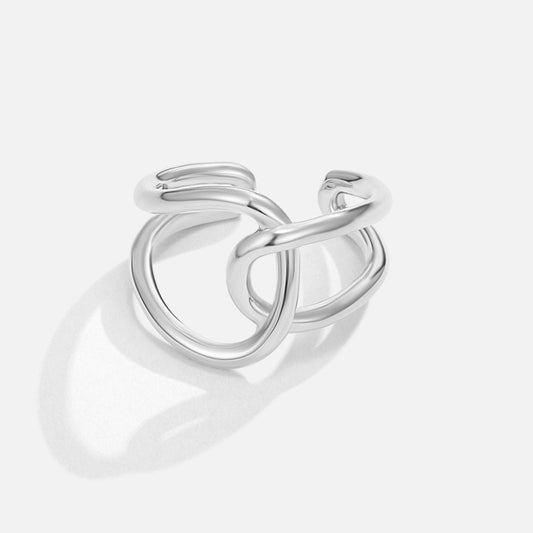 Prata Interlocking Open Anel