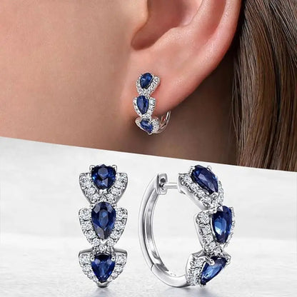 Prata Safira Halo Brincos de Argola