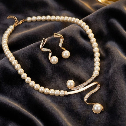 Elegant Natural Colar de Pérolas Conjunto